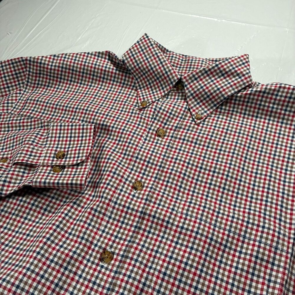 Brooks Brothers Regular Fit Gingham Shirt Mens M Red Blue Non-Iron Button Down